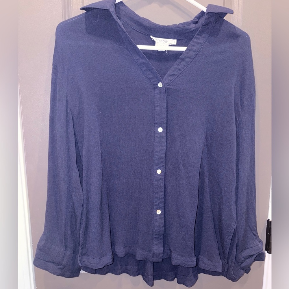 Chico's Blue Button-Down Shirt size Small